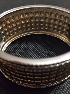 Stippled Two-Tone Hinged Fold-Out Clasp Bracelet
